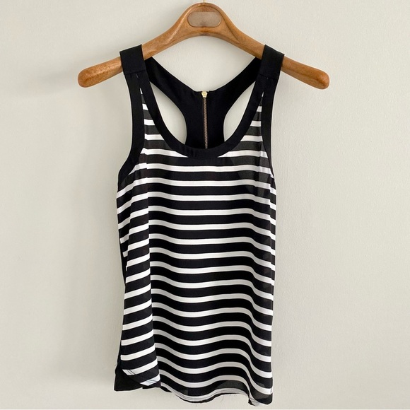 Express Tops - Express Racerback Black & White Tank Size XS